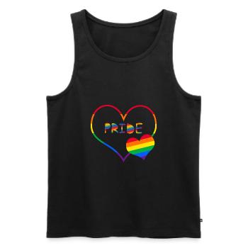 Love Heart LGBT rainbow Pride - Männer Premium Bio Tank Top - Schwarz - Vorne - Michal (187cm)