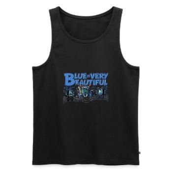Blau sehrSchöne 3 Rand - Männer Premium Bio Tank Top - Schwarz - Vorne - AI Model Male 178 light (178cm)