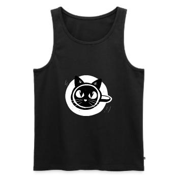 Visage de chat dans une tasse de café - Débardeur bio Premium Homme - noir - Devant - AI Model Male 178 light (178cm)