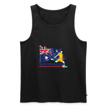 Championnat du monde de football amateur en Australie - Débardeur bio Premium Homme - noir - Devant - AI Model Male 178 light (178cm)