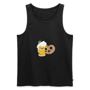 Beer and pretzel - Men's Premium Organic Tank Top - black - Front - AI Model Male 178 light (178cm)