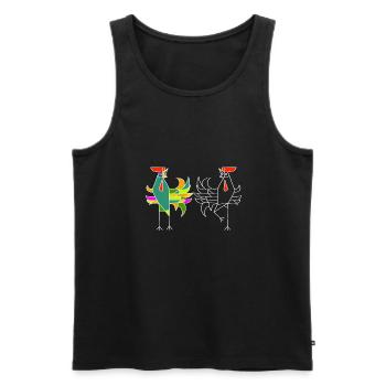 Hahn - Männer Premium Bio Tank Top - Schwarz - Vorne - Michal (187cm)