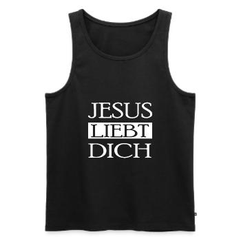 Jesus Christ God Faith - Männer Premium Bio Tank Top - Schwarz - Vorne - Michal (187cm)