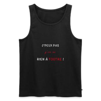 JE PEUX PAS j'en ai RIEN A FOUTRE - Débardeur bio Premium Homme - noir - Devant - AI Model Male 178 light (178cm)