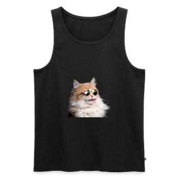 KATZE COOL - Männer Premium Bio Tank Top - Schwarz - Vorne - Michal (187cm)