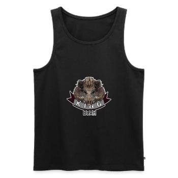King Boar - Roi Sangliere - bande rouge - Débardeur bio Premium Homme - noir - Devant - AI Model Male 178 light (178cm)