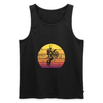 Vintage motocross biker - Männer Premium Bio Tank Top - Schwarz - Vorne - Michal (187cm)