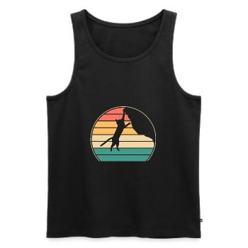 Boulder Cat Rock Climber Climbing Mountain Climb - Men's Premium Organic Tank Top - black - Front - Michal (187cm)