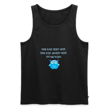 eule,blau,redet nicht, ich mag eulen - Männer Premium Bio Tank Top - Schwarz - Vorne - AI Model Male 178 light (178cm)
