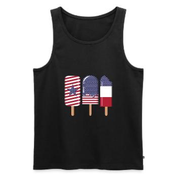 July 4 USA - Men's Premium Organic Tank Top - black - Front - AI Model Male 178 light (178cm)