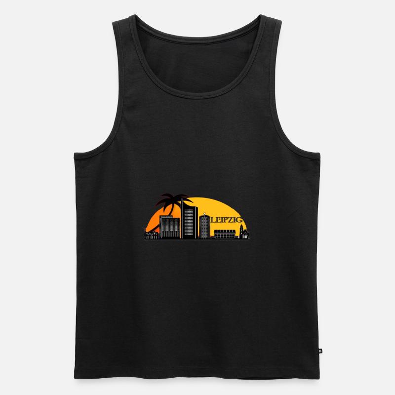 Leipzig Skyline - Männer Premium Bio Tank Top - Schwarz