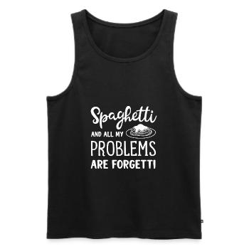 Spaghetti Make Problems Forgetti Ironic Quote - Men's Premium Organic Tank Top - black - Front - Michal (187cm)
