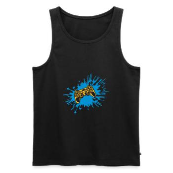 Tropfen Farbklecks Controller Konsole - Männer Premium Bio Tank Top - Schwarz - Vorne - Michal (187cm)