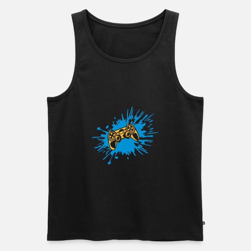 Tropfen Farbklecks Controller Konsole - Männer Premium Bio Tank Top - Schwarz