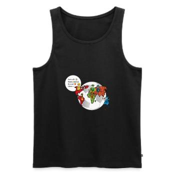 Fußball verbindet die Welt- Die Hüter von Orbis - Männer Premium Bio Tank Top - Schwarz - Vorne - Michal (187cm)