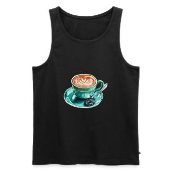 latte macchiato - Men's Premium Organic Tank Top - black - Front - AI Model Male 178 light (178cm)