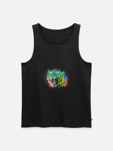 Tiger Regenbogen Bunt Tiere - Männer Premium Bio Tank Top - Schwarz