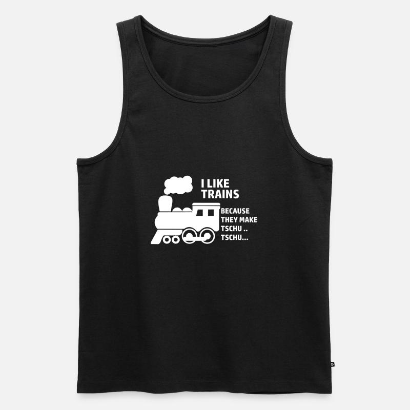 I like Trains - Männer Premium Bio Tank Top - Schwarz