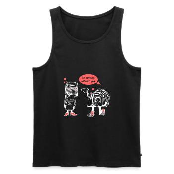 Fotograf Kamera Objektiv - Männer Premium Bio Tank Top - Schwarz - Vorne - Michal (187cm)
