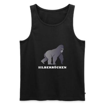 Silberrücken | Gorilla - Männer Premium Bio Tank Top - Schwarz - Vorne - Michal (187cm)