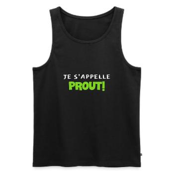Je s'appelle prout. Je s'appelle groot. Humour - Débardeur bio Premium Homme - noir - Devant - AI Model Male 178 light (178cm)