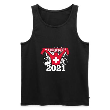 Schweizer Schweiz Fußball Fanartikel 2021 - Männer Premium Bio Tank Top - Schwarz - Vorne - AI Model Male 178 light (178cm)