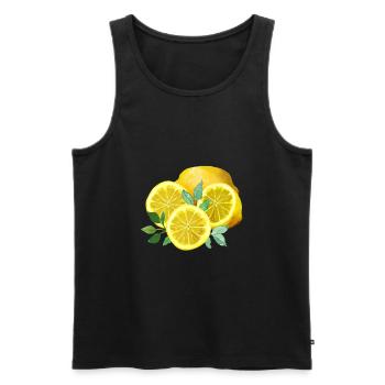 Zitronen, Gelb, Zitronenschnitten - Männer Premium Bio Tank Top - Schwarz - Vorne - AI Model Male 178 light (178cm)