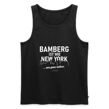 Bamberg ist wie New York - Männer Premium Bio Tank Top - Schwarz - Vorne - AI Model Male 178 light (178cm)