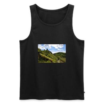 Mosel, Burg, Weinberg, Panorama - Männer Premium Bio Tank Top - Schwarz - Vorne - AI Model Male 178 light (178cm)