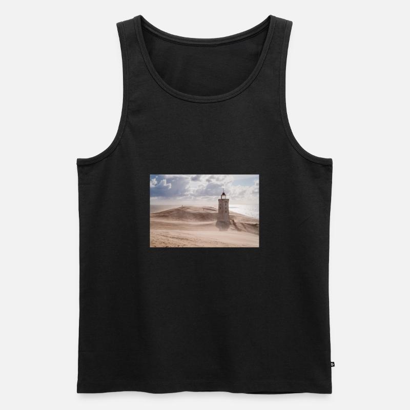 Sandsturm am Leuchtturm - Männer Premium Bio Tank Top - Schwarz