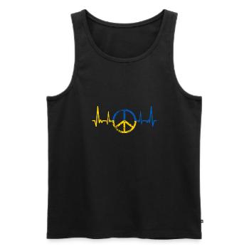 Ukraine Herzschlag Shirt mit EKG - Männer Premium Bio Tank Top - Schwarz - Vorne - Michal (187cm)