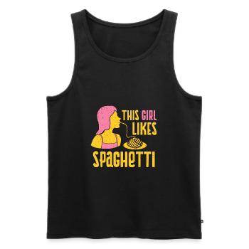 Girl Likes Pâtes Spaghetti Nouilles Cuisine - Débardeur bio Premium Homme - noir - Devant - Michal (187cm)