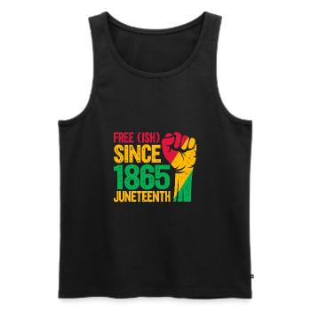 Juneteenth - Men's Premium Organic Tank Top - black - Front - AI Model Male 178 light (178cm)