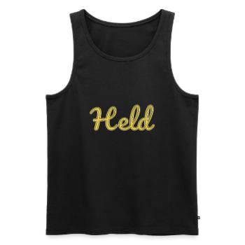 Held - Männer Premium Bio Tank Top - Schwarz - Vorne - AI Model Male 178 light (178cm)