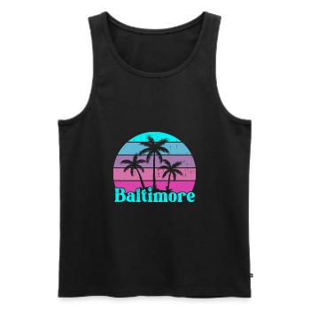 Baltimore - Männer Premium Bio Tank Top - Schwarz - Vorne - AI Model Male 178 light (178cm)