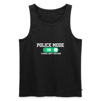 Mode police activé ne pas déranger - Débardeur bio Premium Homme - noir - Devant - AI Model Male 178 light (178cm)