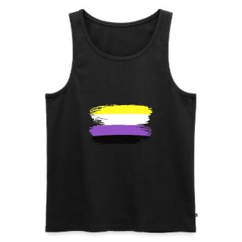Drapeau Fierté Nonbinary LGBTQ Drapeau Pride LGBT - Débardeur bio Premium Homme - noir - Devant - Michal (187cm)