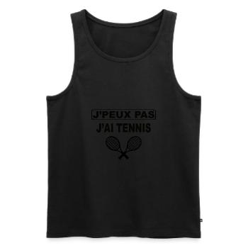 Humour tennis - Débardeur bio Premium Homme - noir - Devant - AI Model Male 178 light (178cm)