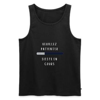 t-shirt veuillez patienter sieste en cours cadeau - Débardeur bio Premium Homme - noir - Devant - Michal (187cm)
