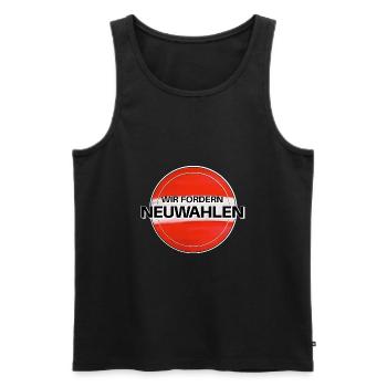 Wir fordern Neuwahlen. - Männer Premium Bio Tank Top - Schwarz - Vorne - Michal (187cm)