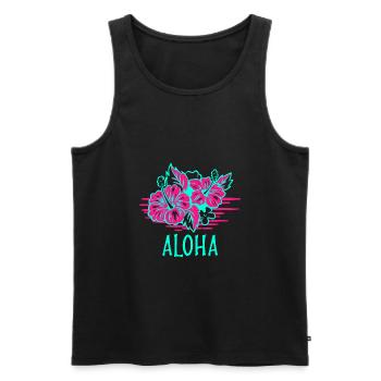 Aloha Hibiscus Floral Hawaii Gift Surfer kona - Men's Premium Organic Tank Top - black - Front - AI Model Male 178 light (178cm)