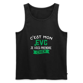 EVG vais prendre cher Cadeau homme humour EVG - Débardeur bio Premium Homme - noir - Devant - Michal (187cm)