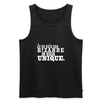 Humour drôle je ne suis pas bizarre je suis unique - Débardeur bio Premium Homme - noir - Devant - Michal (187cm)