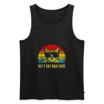 Vintage Best Cat Dad Ever Cat Daddy Father Gift - Männer Premium Bio Tank Top - Schwarz - Vorne - Michal (187cm)