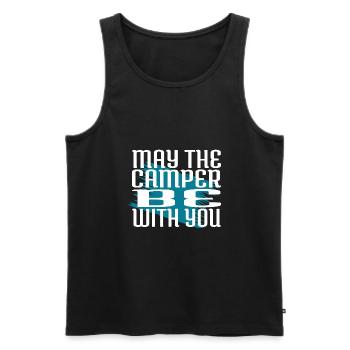 camping gift happy camping camp humor rafting - Men's Premium Organic Tank Top - black - Front - Michal (187cm)