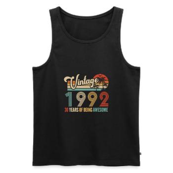 Vintage 1992 Anniversary 30 years to be Awesome - Men's Premium Organic Tank Top - black - Front - Michal (187cm)