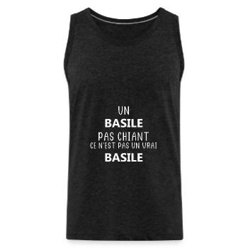 Un basile pas chiant ce n'est pas un vrai basile - Débardeur bio Premium Homme - charbon - Devant - Alexander (188cm)