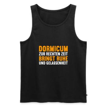 Dormicum zur rechten Zeit, Ruhe und Gelassenheit. - Männer Premium Bio Tank Top - Schwarz - Vorne - AI Model Male 178 light (178cm)