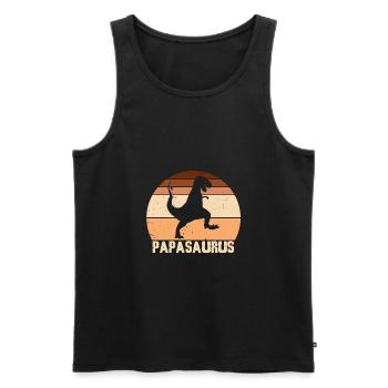 Papasaurus Papa Retro Vintage Vatertag - Männer Premium Bio Tank Top - Schwarz - Vorne - Michal (187cm)