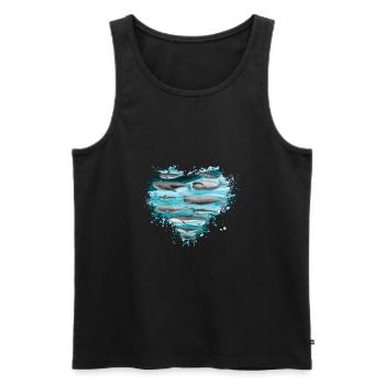 Whale Lover Ocean Heart Animal - Männer Premium Bio Tank Top - Schwarz - Vorne - AI Model Male 178 light (178cm)